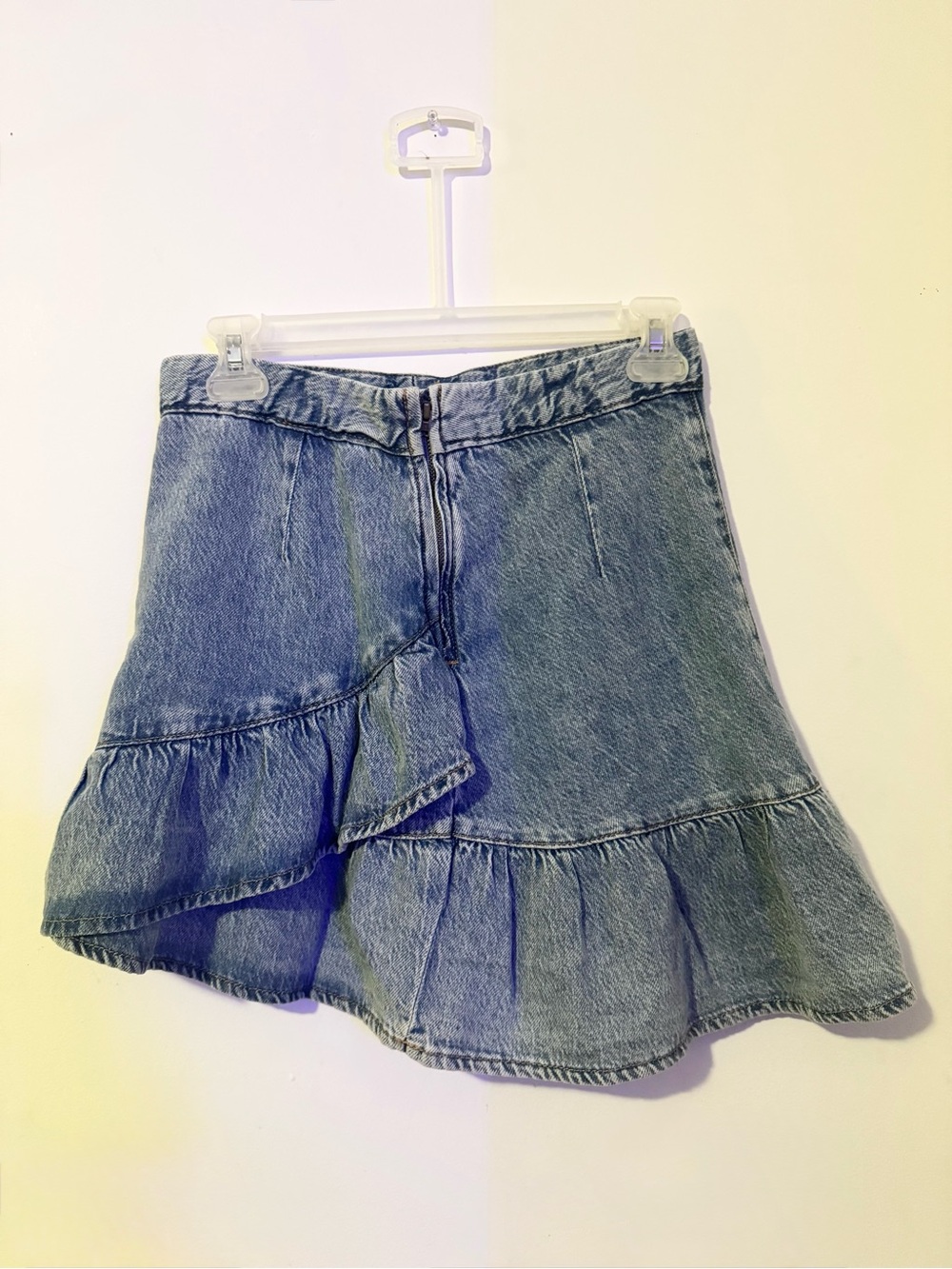 Aeropostale Y2K Asymmetrical Denim Skirt w/ Ruffle Hem